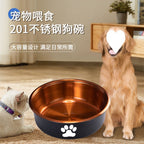 Dog bowl large diameter large capacity pet bowl slant mouth stainless steel dog food cat neck guard dog food bowl dog rice bowl