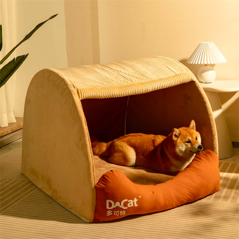 Docot dog kennel four seasons universal detachable and washable golden retriever indoor dog house large dog semi-enclosed dog bed dog tent