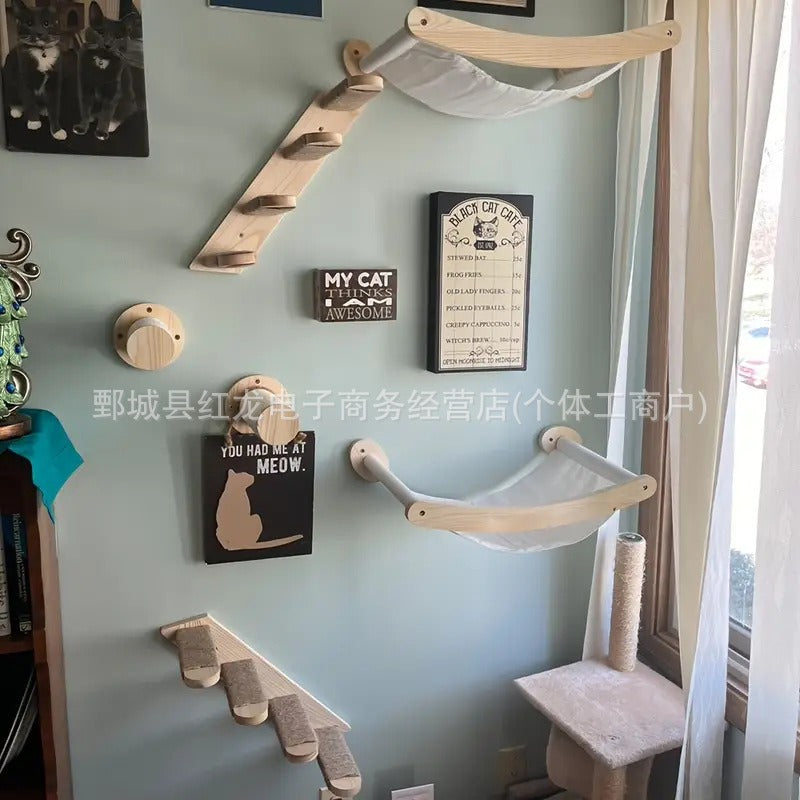 Cat hammock, cat climbing frame, cat bed, sunbathing area, hanging cat scratching post, cat toys, non-slip cat climbing platform