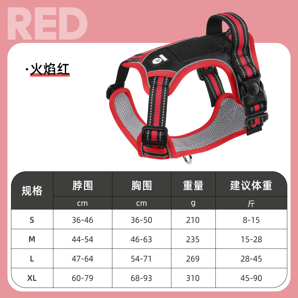 Cross-border dog traction rope explosion-proof large dog chest harness reflective large dog dog rope vest-style outdoor dog walking rope