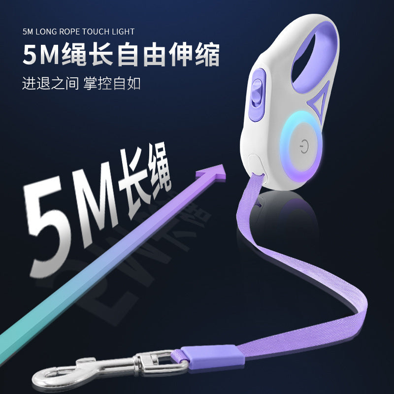 New LED luminous dog leash pet traction rope automatic retractable dog walking rope dog leash dog supplies rope
