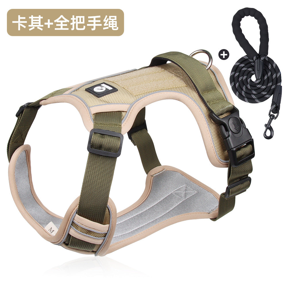 Cross-border dog traction rope explosion-proof large dog chest harness reflective large dog dog rope vest-style outdoor dog walking rope