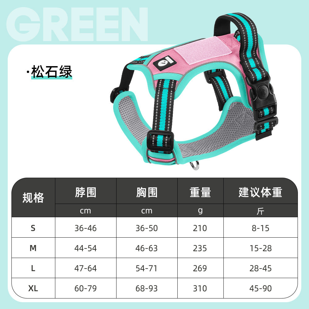 Cross-border dog traction rope explosion-proof large dog chest harness reflective large dog dog rope vest-style outdoor dog walking rope