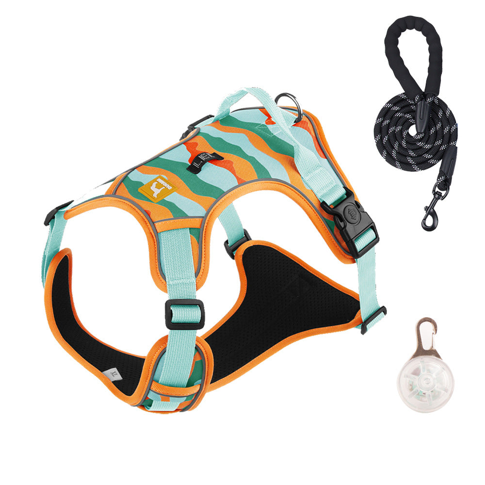 Cross-border dog traction rope explosion-proof large dog chest harness reflective large dog dog rope vest-style outdoor dog walking rope