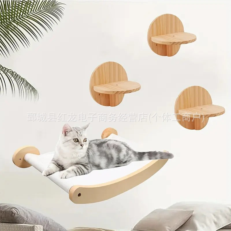Cat hammock, cat climbing frame, cat bed, sunbathing area, hanging cat scratching post, cat toys, non-slip cat climbing platform