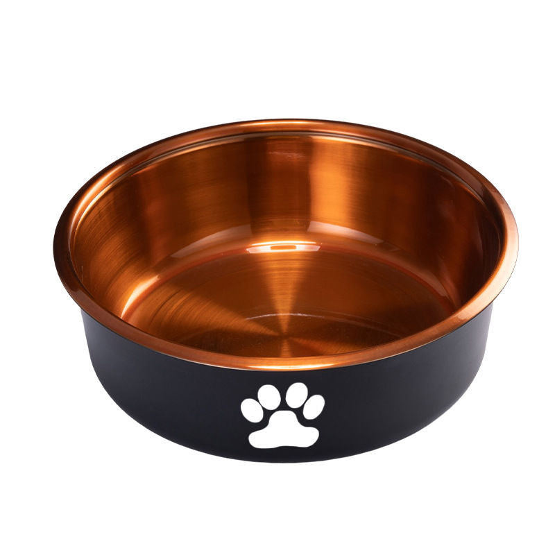 Dog bowl large diameter large capacity pet bowl slant mouth stainless steel dog food cat neck guard dog food bowl dog rice bowl