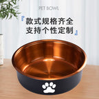 Dog bowl large diameter large capacity pet bowl slant mouth stainless steel dog food cat neck guard dog food bowl dog rice bowl