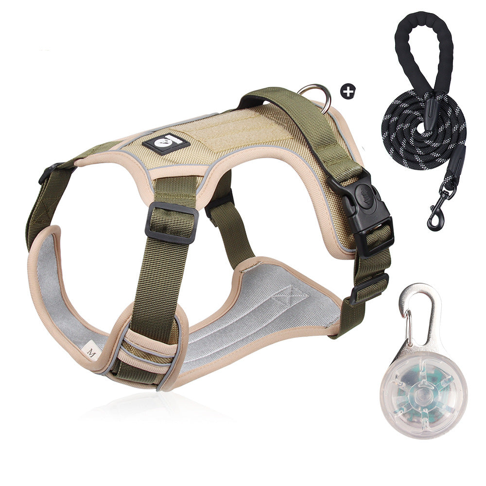 Cross-border dog traction rope explosion-proof large dog chest harness reflective large dog dog rope vest-style outdoor dog walking rope