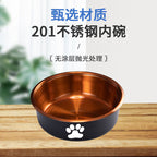 Dog bowl large diameter large capacity pet bowl slant mouth stainless steel dog food cat neck guard dog food bowl dog rice bowl