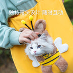 Small bee animal shape pet going out bag with exposed head shoulder bag for kittens and dogs portable cat bag pet backpack