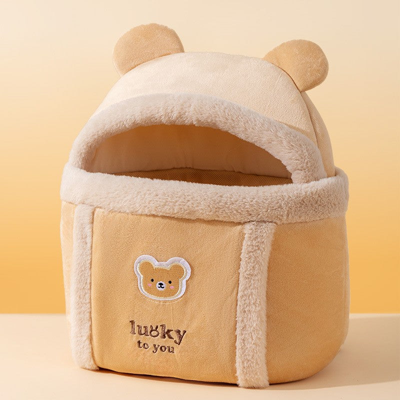 Small bee animal shape pet going out bag with exposed head shoulder bag for kittens and dogs portable cat bag pet backpack