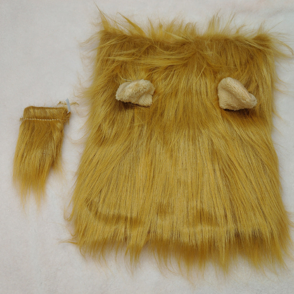 Cross-border hot-selling new pet products golden retriever dog cat funny cute wig lion head cover hat