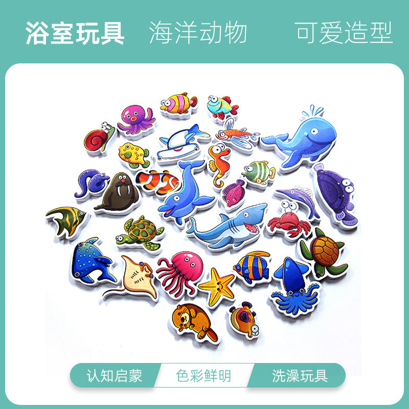 Supply EVA foam toys floating small animals children's educational bathroom bath stickers eva animal set wholesale