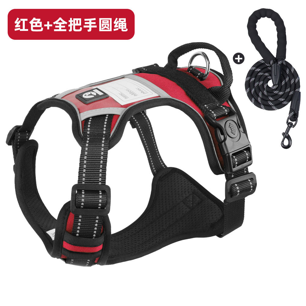Cross-border dog traction rope explosion-proof large dog chest harness reflective large dog dog rope vest-style outdoor dog walking rope