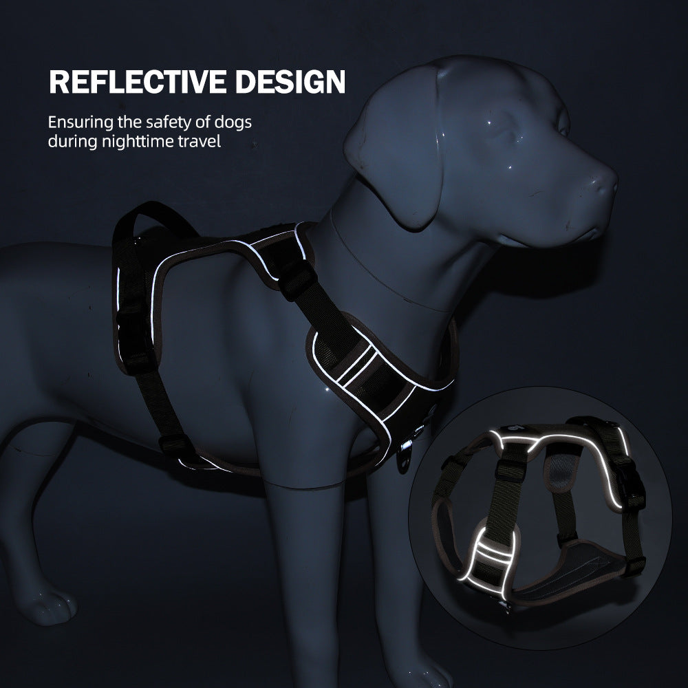 Cross-border dog traction rope explosion-proof large dog chest harness reflective large dog dog rope vest-style outdoor dog walking rope