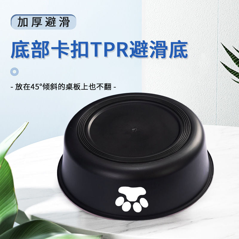 Dog bowl large diameter large capacity pet bowl slant mouth stainless steel dog food cat neck guard dog food bowl dog rice bowl