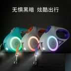 New LED luminous dog leash pet traction rope automatic retractable dog walking rope dog leash dog supplies rope