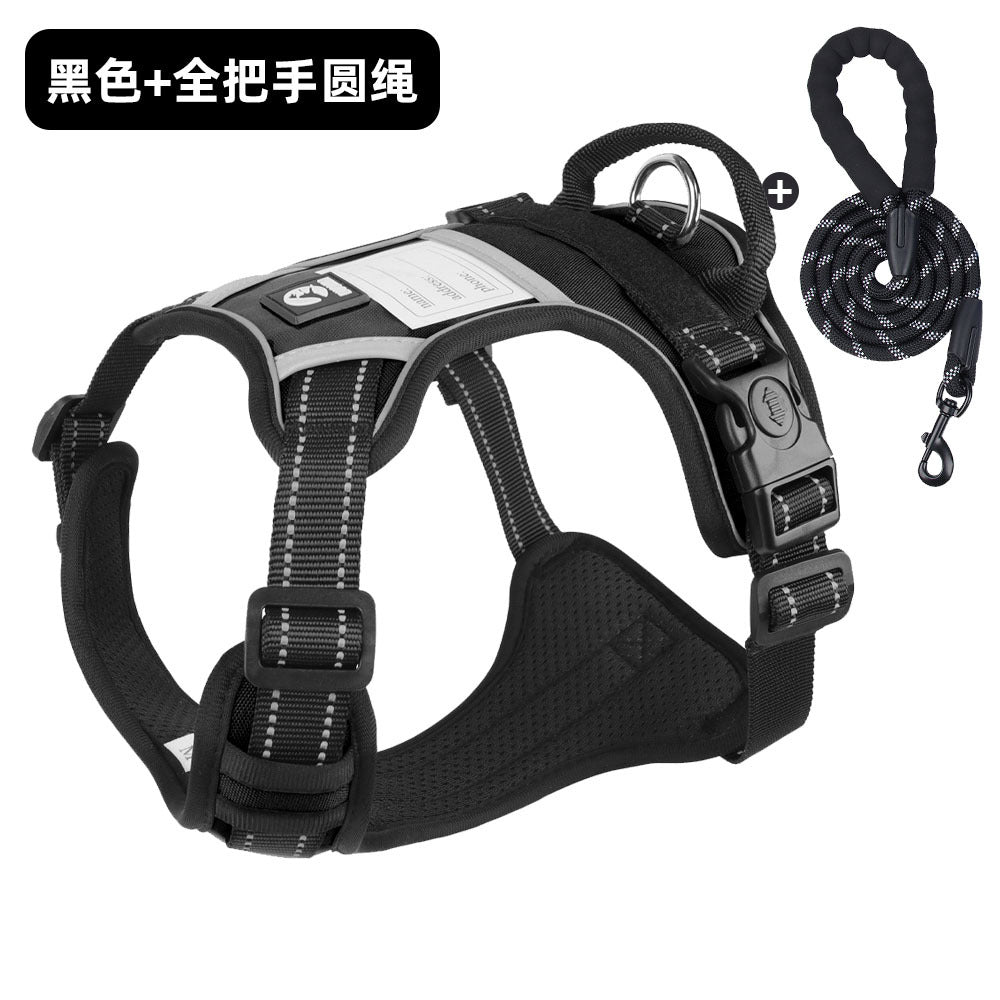 Cross-border dog traction rope explosion-proof large dog chest harness reflective large dog dog rope vest-style outdoor dog walking rope
