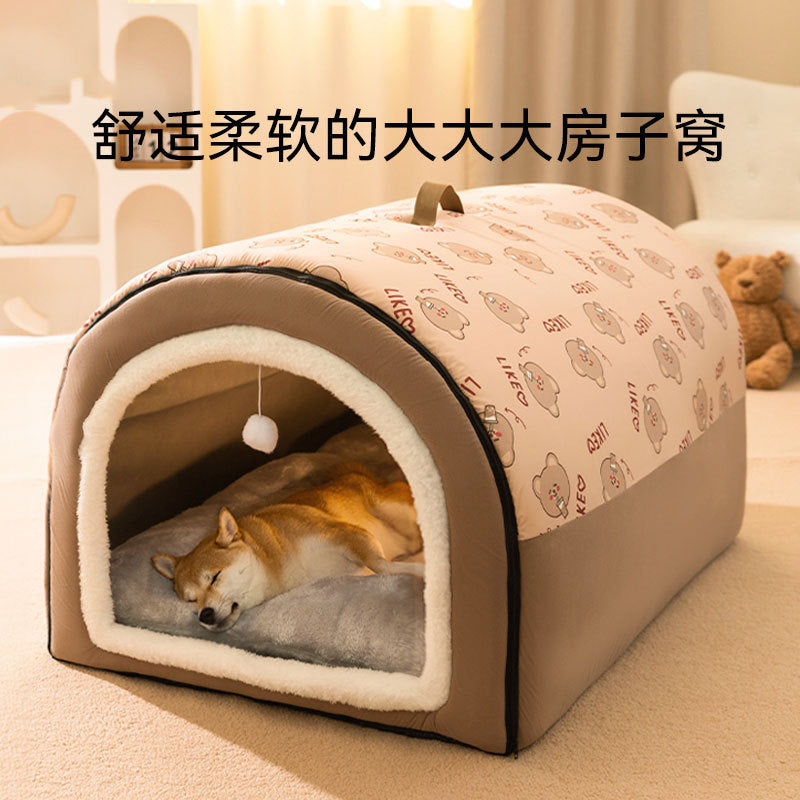 Large dog kennel winter warm dog house removable and washable dog bed four seasons large dog house type pet sleeping supplies