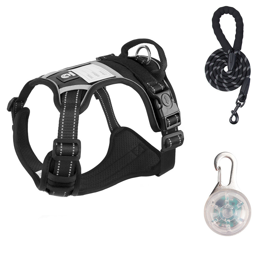 Cross-border dog traction rope explosion-proof large dog chest harness reflective large dog dog rope vest-style outdoor dog walking rope