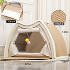 Cat bed, all-season cat villa, cat house, seashell semi-enclosed sleeping bag, cat scratching post, non-shedding sisal cat tent