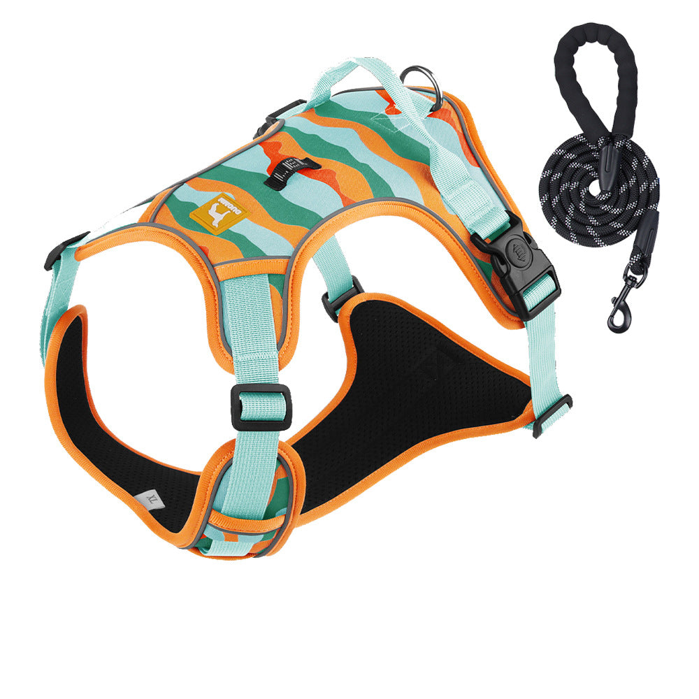 Cross-border dog traction rope explosion-proof large dog chest harness reflective large dog dog rope vest-style outdoor dog walking rope