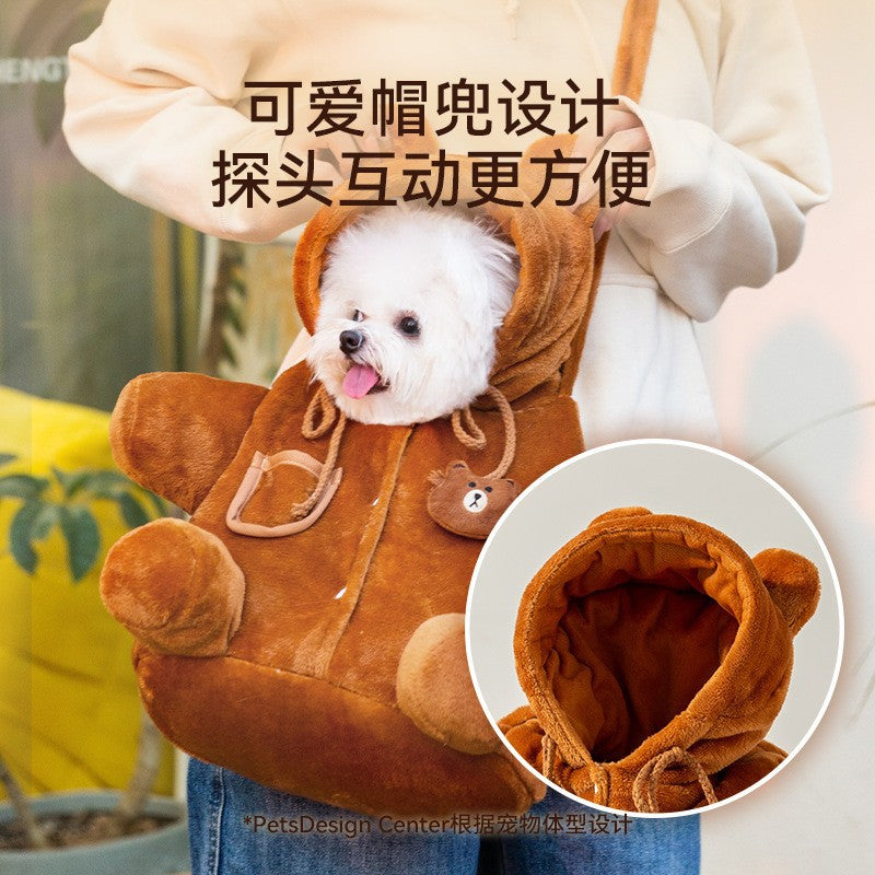 Small bee animal shape pet going out bag with exposed head shoulder bag for kittens and dogs portable cat bag pet backpack