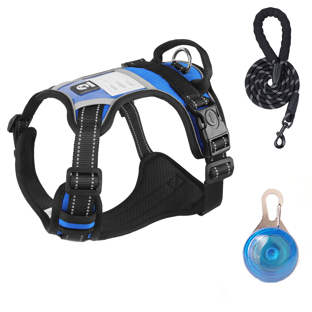 Cross-border dog traction rope explosion-proof large dog chest harness reflective large dog dog rope vest-style outdoor dog walking rope